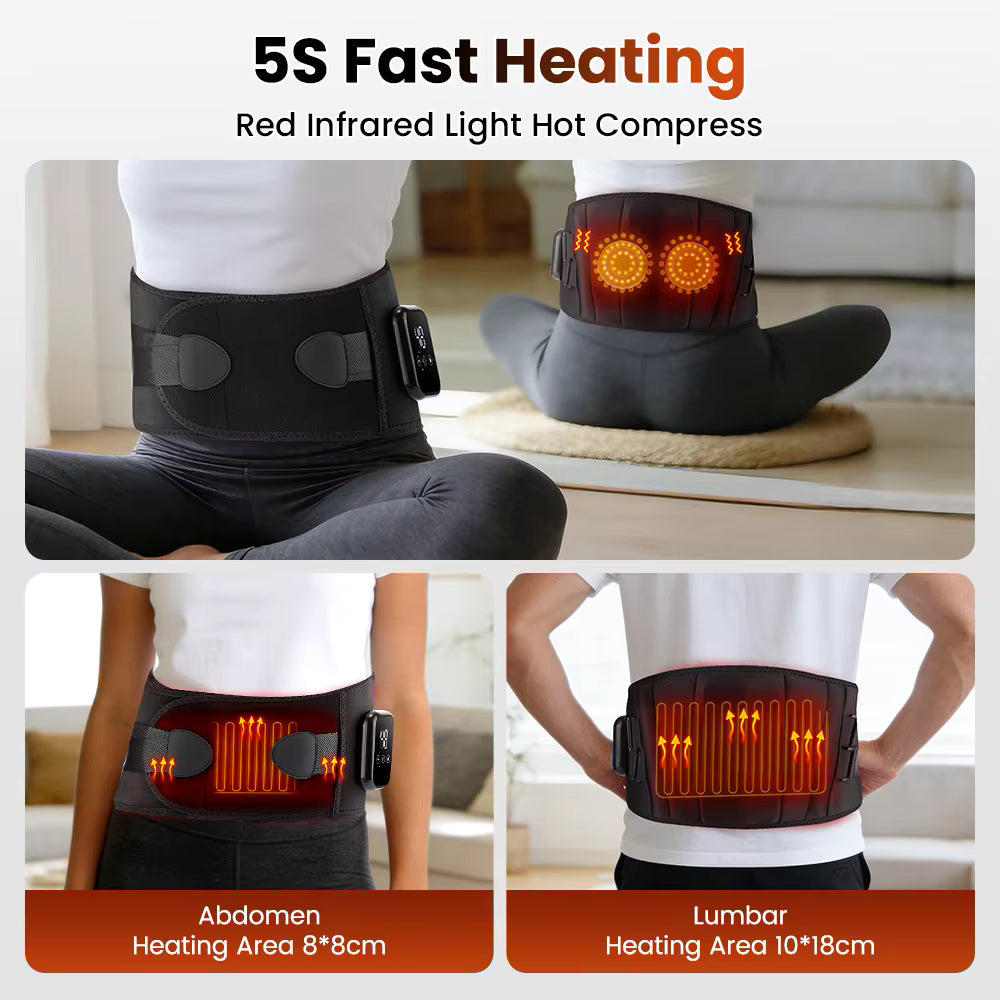 Cordless Infrared Heated Waist & Back Support Belt with Vibration Massage
