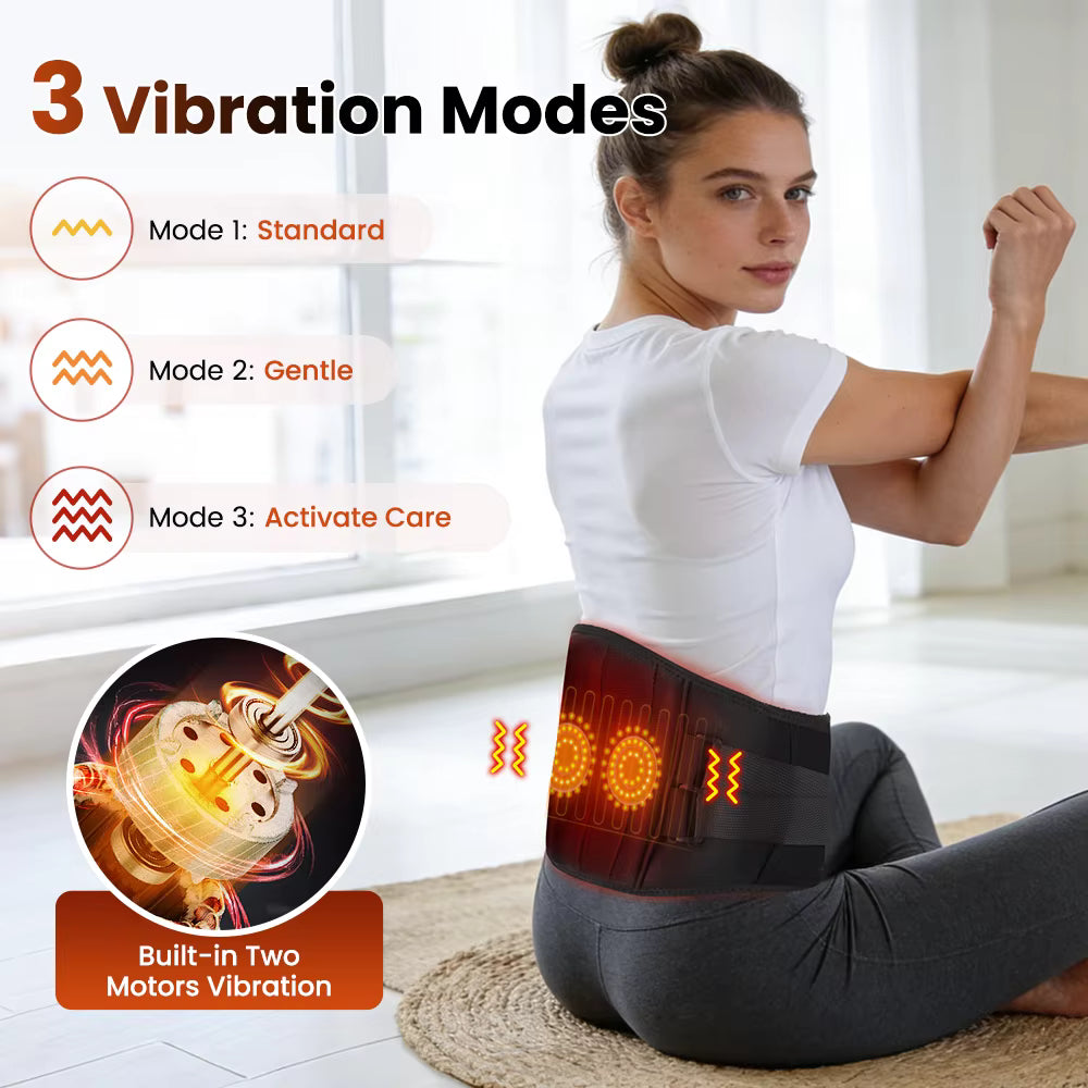 Cordless Infrared Heated Waist & Back Support Belt with Vibration Massage
