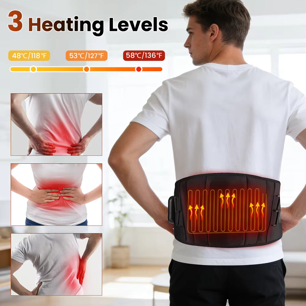 Cordless Infrared Heated Waist & Back Support Belt with Vibration Massage